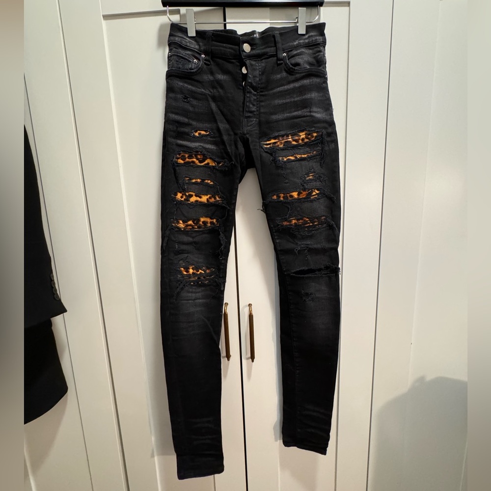Amiri Tiger Stripe Torn Jeans